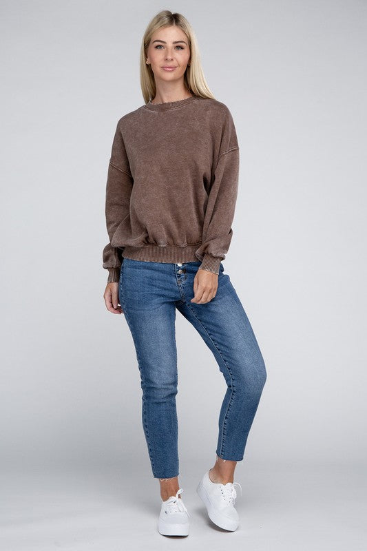 Acid Wash Fleece Oversized Pullover king-general-store-5710.myshopify.com