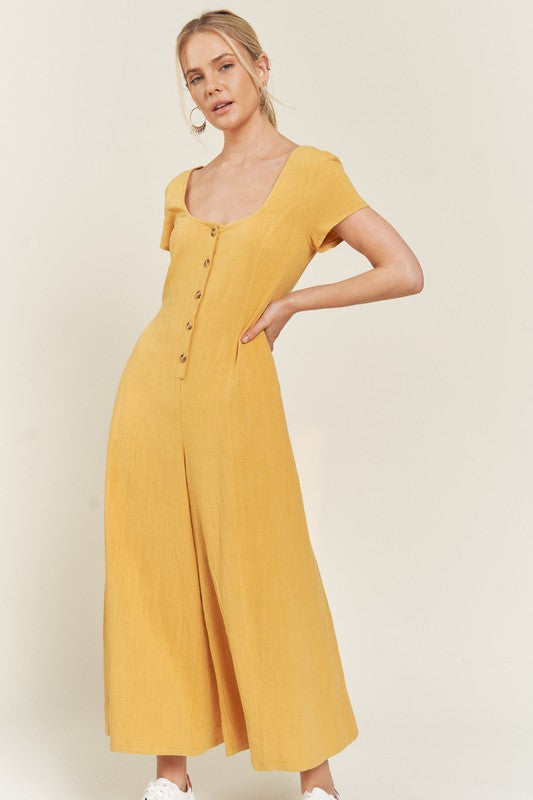 LINEN BUTTON DOWN JUMPSUIT king-general-store-5710.myshopify.com