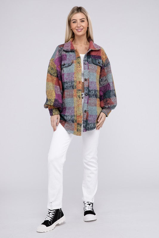 Loose Fit Buttoned Down Check Shirt Jacket king-general-store-5710.myshopify.com