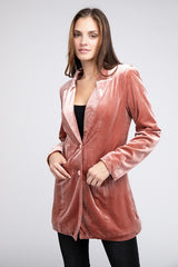 Shiny Velvet Peak Lapel Single Blazer king-general-store-5710.myshopify.com