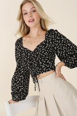 Ruched Floral Print Crop Top king-general-store-5710.myshopify.com