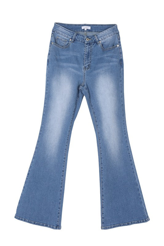 Blue Denim Stretch Flare jeans king-general-store-5710.myshopify.com