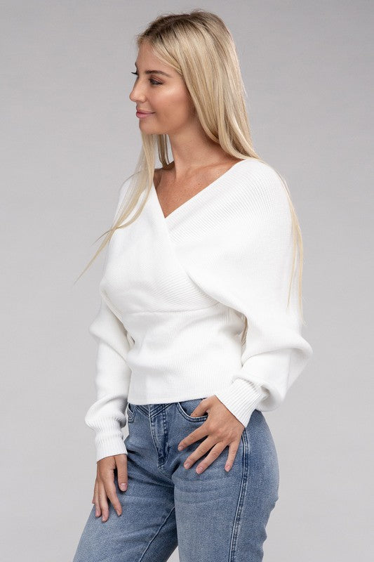 Viscose Cross Wrap Pullover Sweater king-general-store-5710.myshopify.com