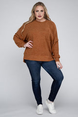 Plus Brushed Melange Drop Shoulder Sweater king-general-store-5710.myshopify.com