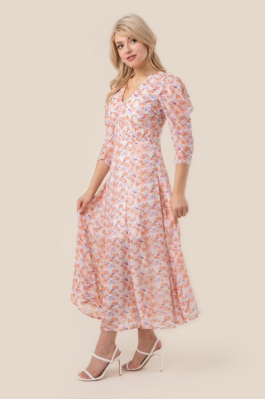 Pink Floral V-Neck Maxi Dress king-general-store-5710.myshopify.com