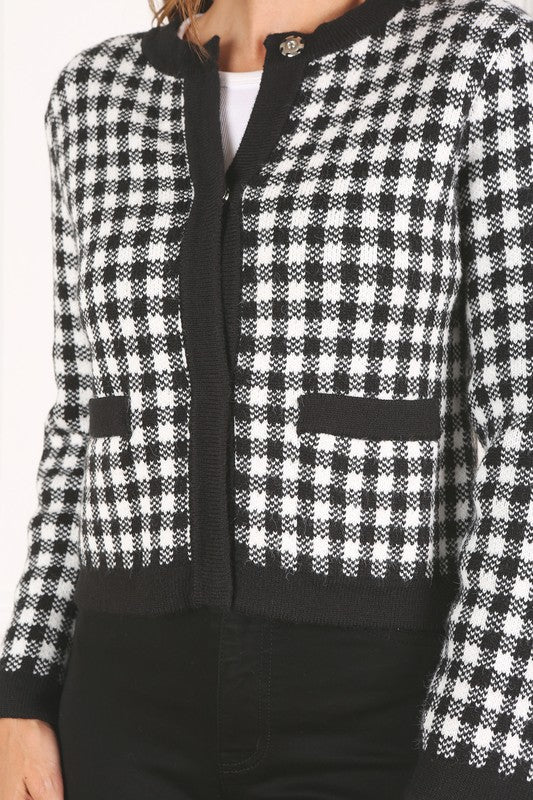 Black Check Knitted Jacket king-general-store-5710.myshopify.com