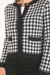 Black Check Knitted Jacket king-general-store-5710.myshopify.com