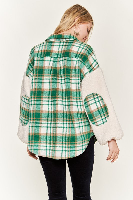 Multi Plaid Fuzzy Sleeve Jacket king-general-store-5710.myshopify.com