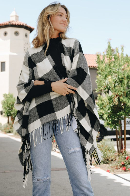 Buffalo Check Tassel Poncho king-general-store-5710.myshopify.com