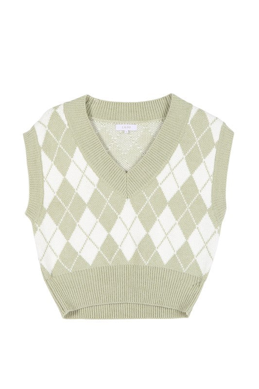 Knitted argyle sweater vest king-general-store-5710.myshopify.com