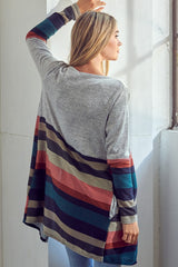 Brushed Stripe Solid Mix Cardigan