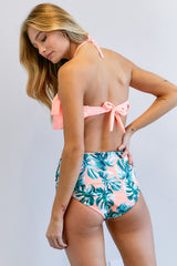 Solid Ruffle Top And Printed Bottom Swimsuit king-general-store-5710.myshopify.com