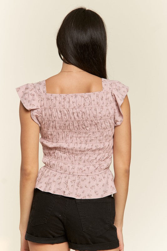 Floral Print Ruffled Top king-general-store-5710.myshopify.com