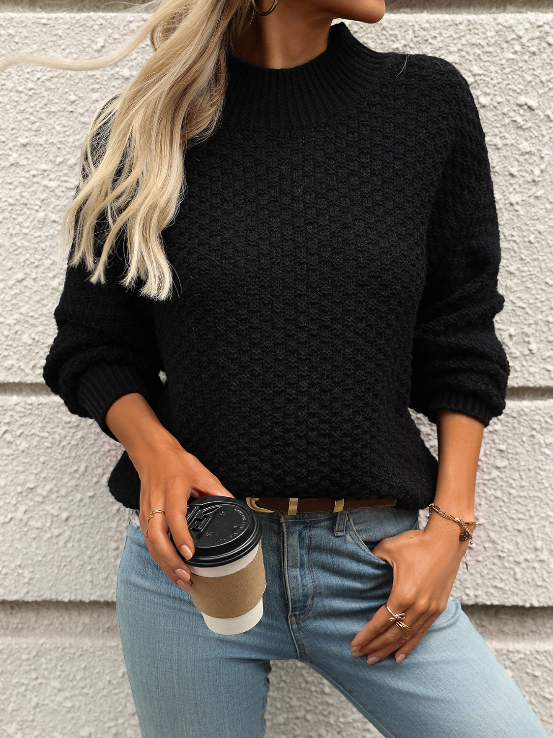 Mock Neck Long Sleeve Sweater