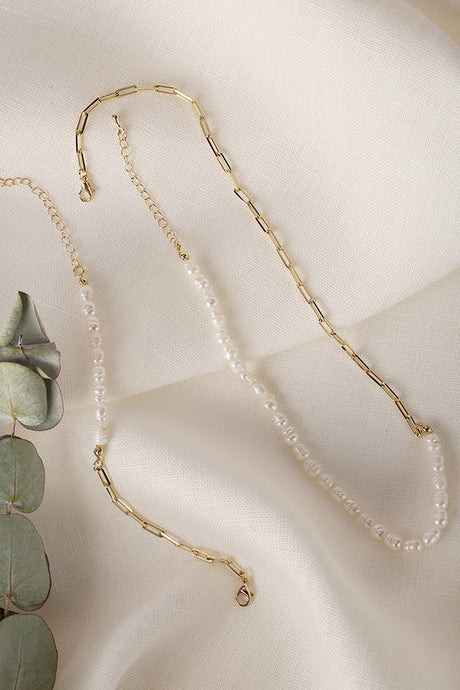 Natural Pearl Chain Bracelet and Necklace Set - Gold king-general-store-5710.myshopify.com