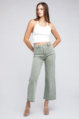 Acid Wash Frayed Cutoff Hem Straight Wide Pants king-general-store-5710.myshopify.com