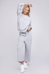 Textured Fabric Top and Pants Casual Set