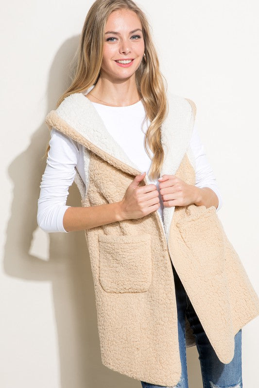 Oversized Sherpa Long Vest