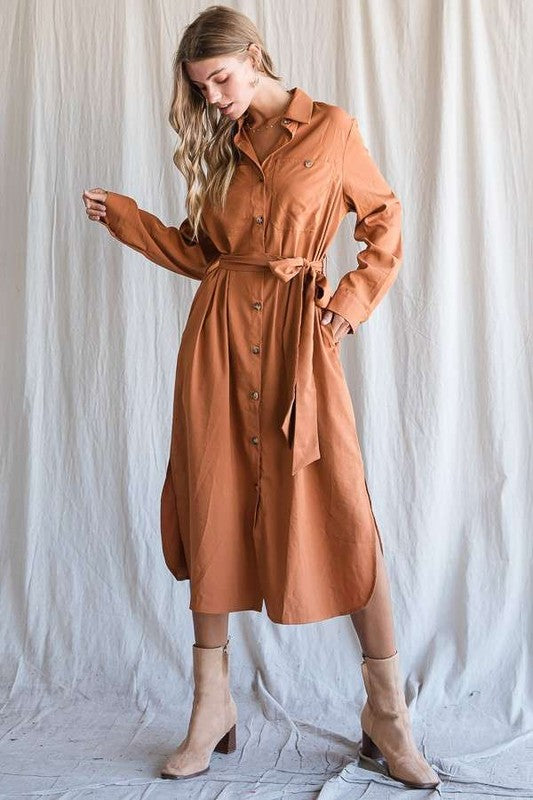 PLUS Button Down Long Shirt Midi Dress king-general-store-5710.myshopify.com