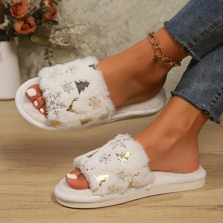 Snowflakes Open Toe Slippers