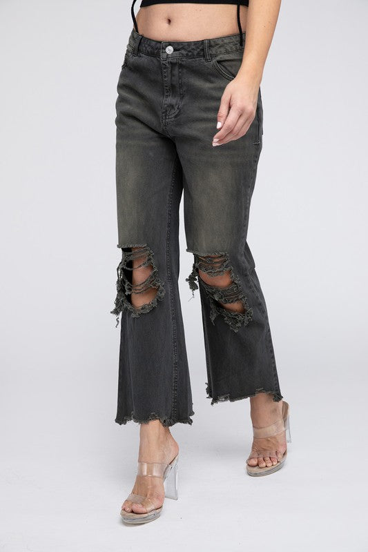 Distressed Vintage Washed Wide Leg Pants king-general-store-5710.myshopify.com