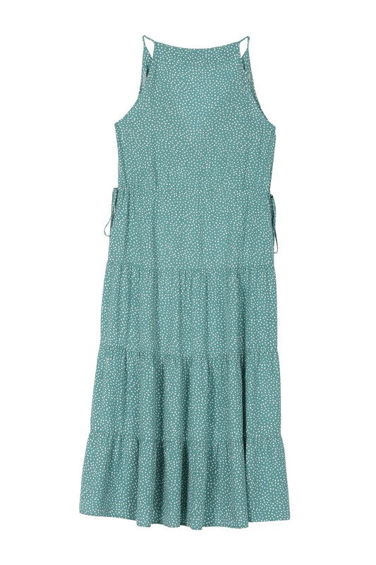 Green Polka Dot V-Neck Tiered Maxi Dress king-general-store-5710.myshopify.com