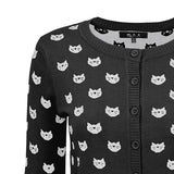 Round Neck Cat Patterned Cardigan Sweater king-general-store-5710.myshopify.com