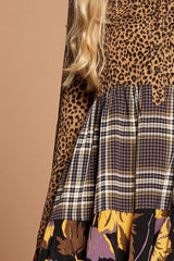 Cheetah Print Button-down Collared Shirt Mini Dress