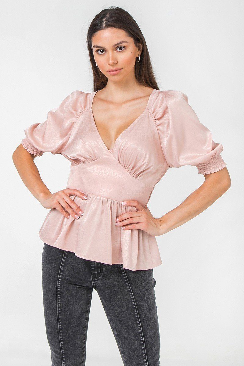 Waist Yoke Solid Sateen Top