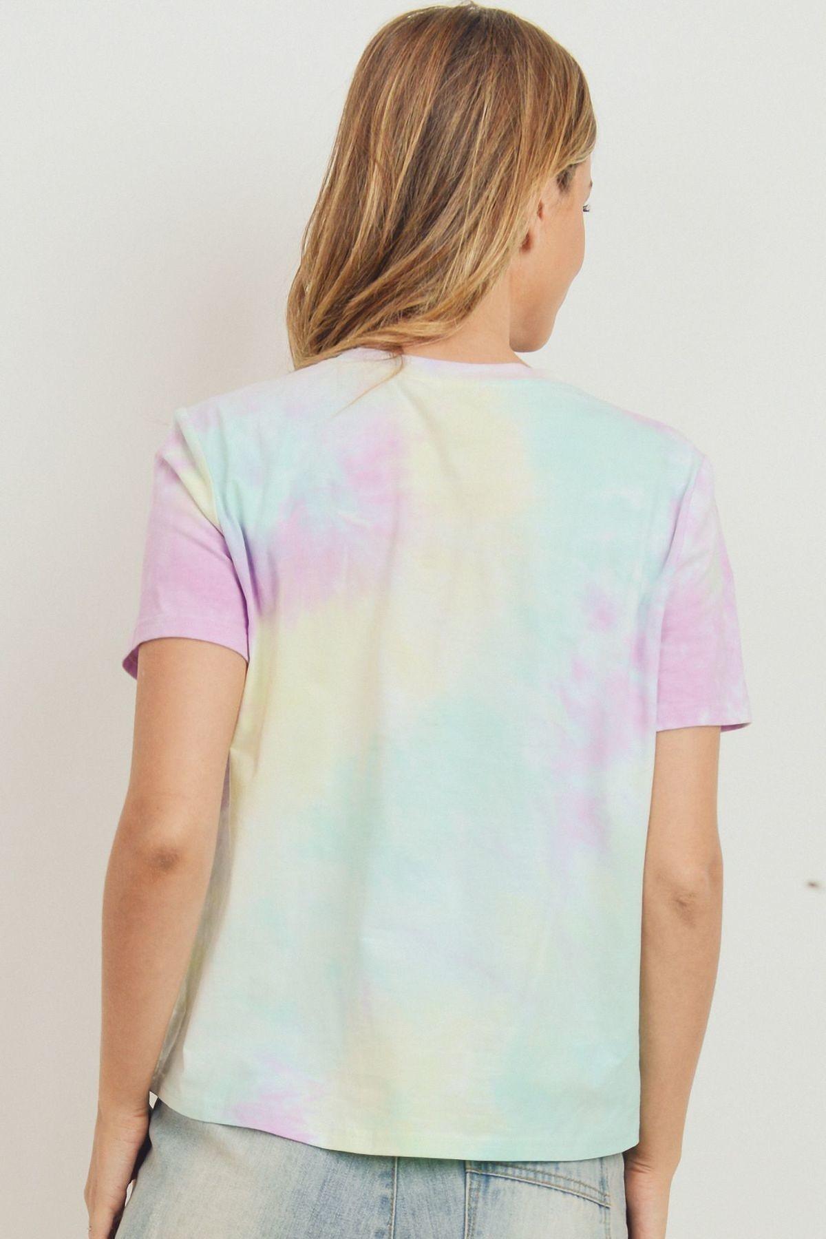 Multi Pink Tie Dyed Round Neck Short Sleeve Tee