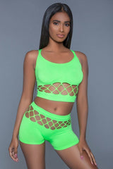 One Size 2-piece Silk Fishnet Set