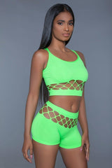 One Size 2-piece Silk Fishnet Set