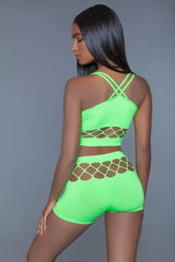 One Size 2-piece Silk Fishnet Set