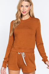 Long Sleeve Crew Neck Slub Terry Top