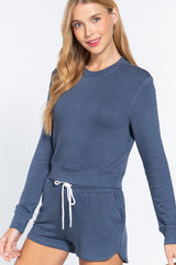 Long Sleeve Crew Neck Slub Terry Top