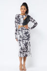 Black Tie Dye Long Sleeve Midi Dress