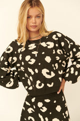 Black Leopard Print Pullover Sweater