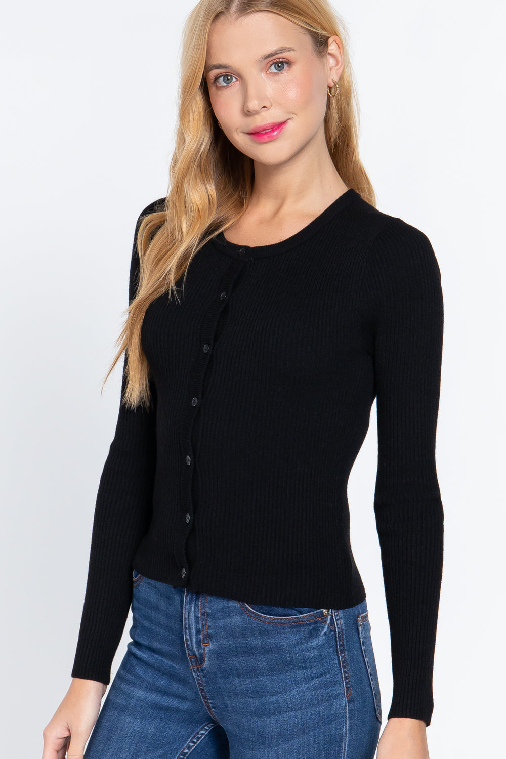 Long Sleeve Crew Neck Basic Cardigan