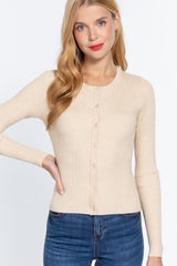 Long Sleeve Crew Neck Basic Cardigan