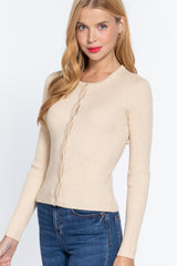 Long Sleeve Crew Neck Basic Cardigan