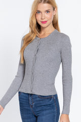 Long Sleeve Crew Neck Basic Cardigan