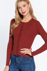 Long Sleeve Crew Neck Basic Cardigan