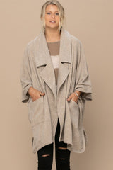 Taupe Solid Knit Oversized Trench Jacket