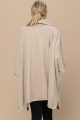 Taupe Solid Knit Oversized Trench Jacket