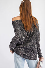 Tribal Printed Knit Top in Black