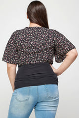 Plus Size Ditsy Floral Print Cropped Bolero Cardigan