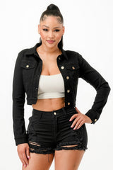 Black Super Stretchy Cropped Jacket