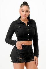 Black Super Stretchy Cropped Jacket