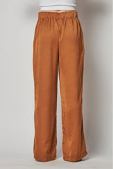 Mocha Satin Cargo Pocket Wide Leg Pants