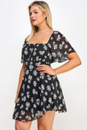 Plus Size Floral Chiffon Mini Dress